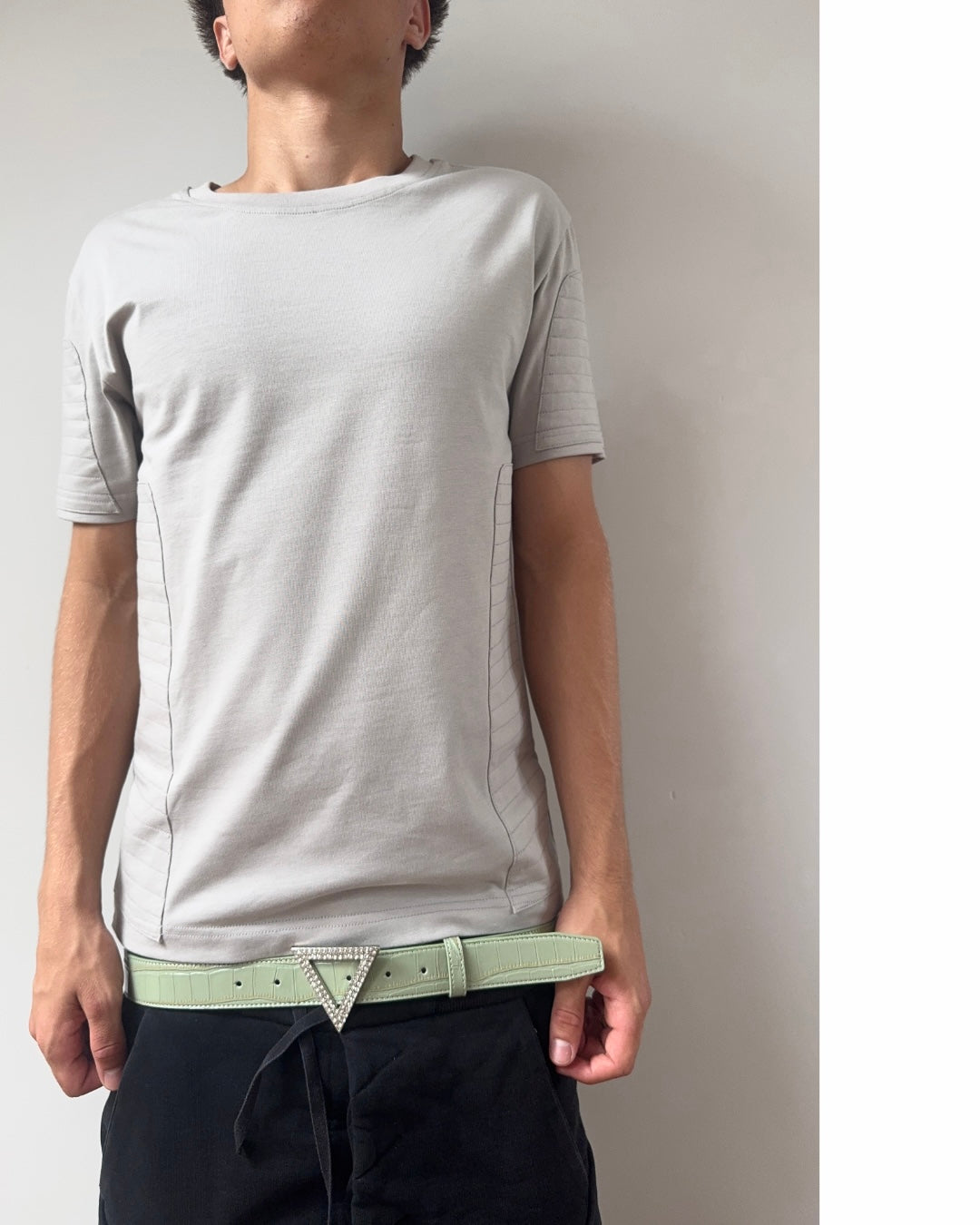 Biker slim fit T-shirt [GREY]